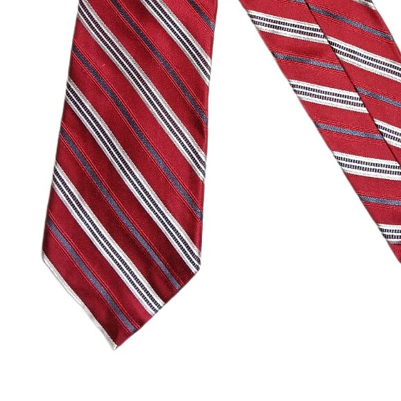 Croft & Barrow Silk Repp Tie Men’s 61” Red Navy Stripe Preppy Designer Classic - Picture 1 of 4